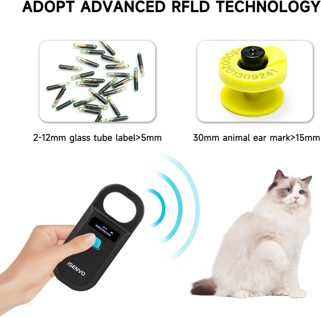 ISENVO Pet Microchip Scanner Rechargeable RFID EMID Micro Chip Reader