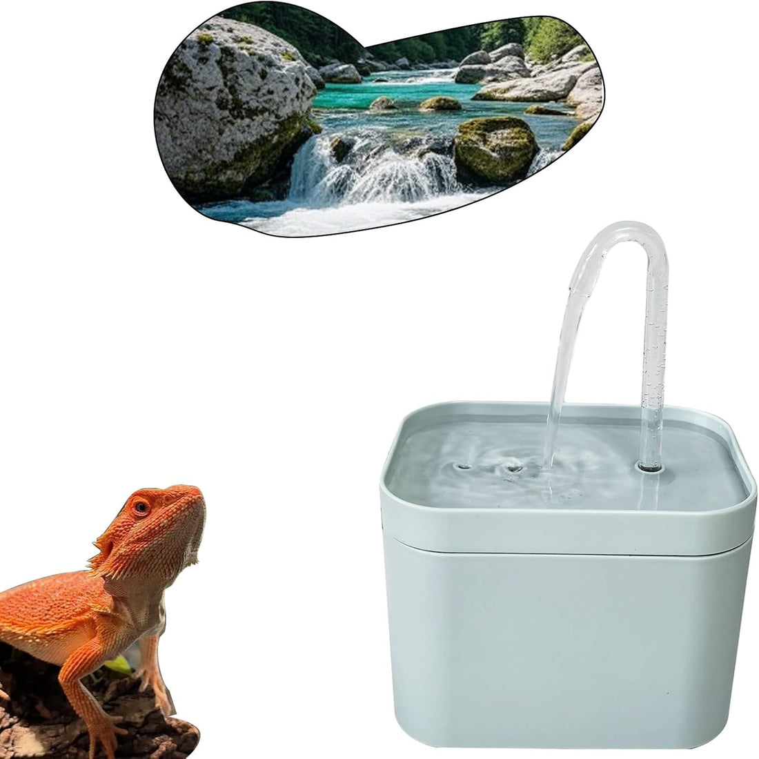 Tfwadmx Reptile Waterfall Water Bowl Fountain Lizard Drinking Dripper
