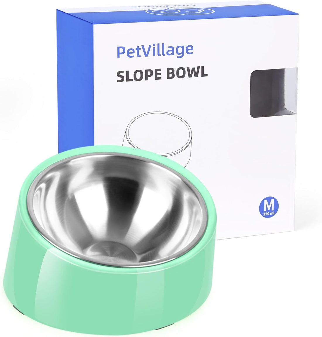 Tilted Dog Bowl Non-Slip & Non-Spill Pet Feeder with Elevated