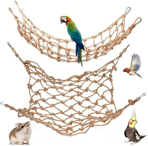 2 Packs Natural Bird Rope Net Parrot Swing Hammock for Birds Parrot