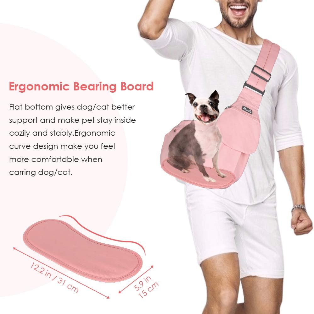 Lukovee Dog Sling Carrier, Hard Bottom Support & Adjustable Soft
