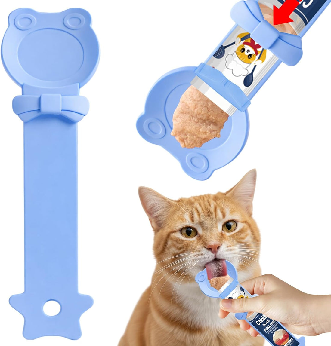 Lickable Cat Treat Spoon, Puree Squeeze Feeder, Silicone