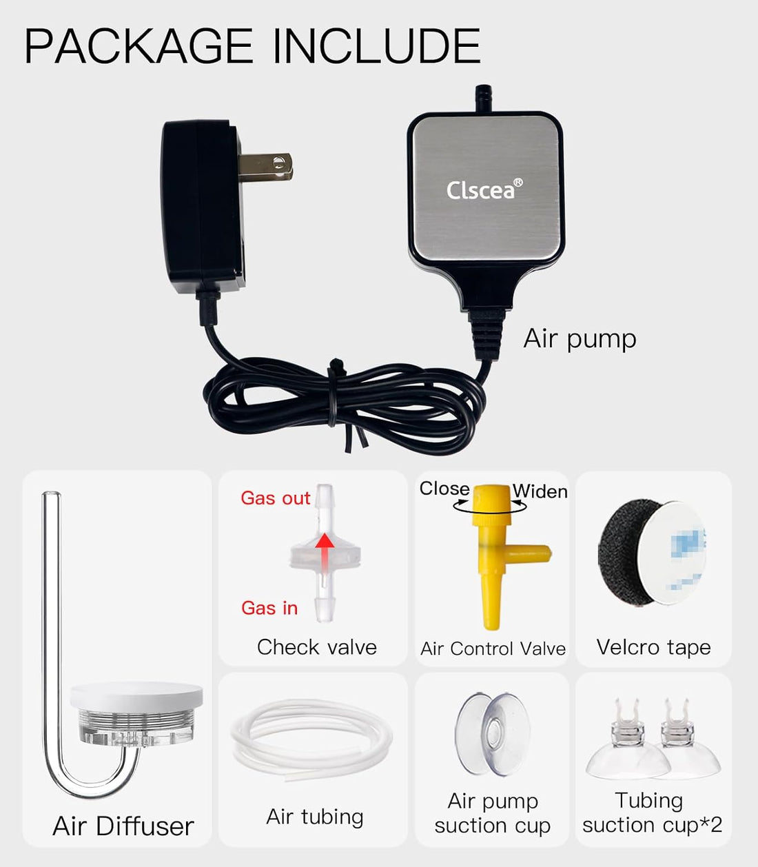 mini Air Pump for Fish Tank 1-15 Gallon Super Quiet, Complete kit