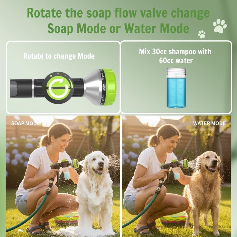 Dog Shower Attachment with Soap Dispenser for Pet Wash