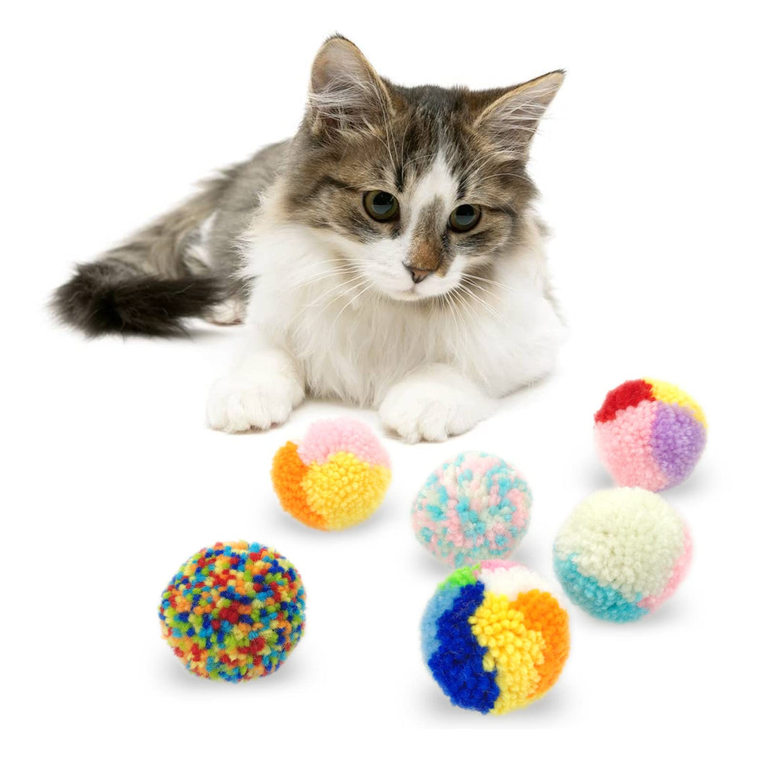 Andiker 6 Pcs Assorted Color Cat Ball Toys