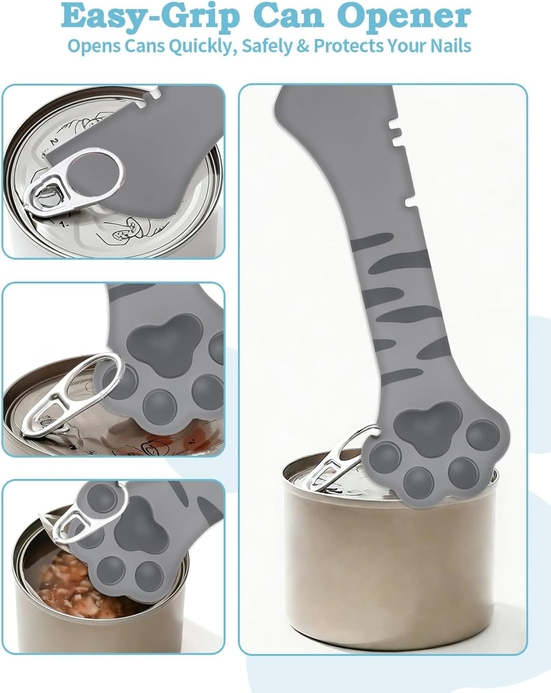6Pcs Cat Food Can Covers Set, Cat Food Spoon & Can Opener