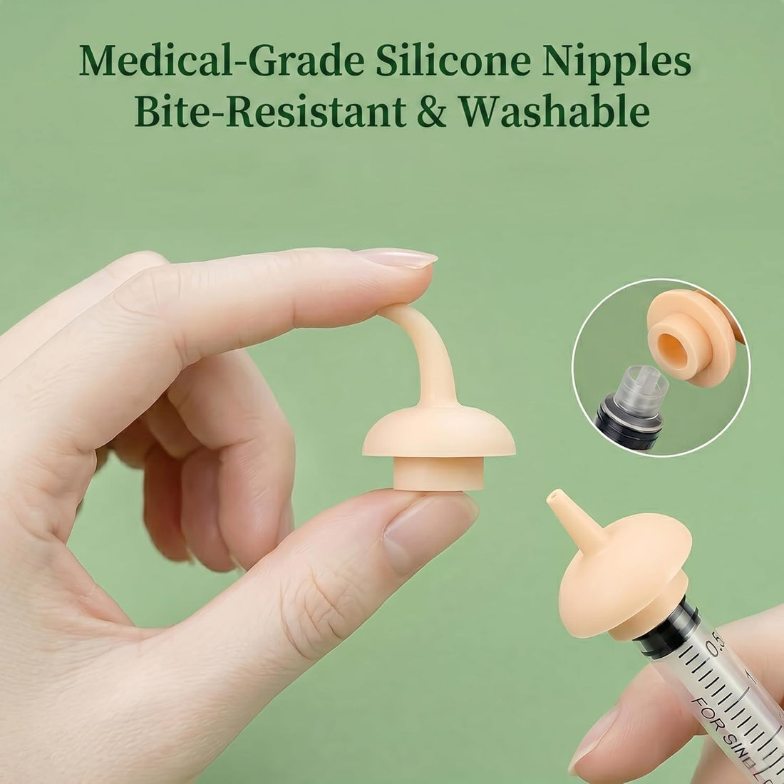 Newborn Pet Nursing Kit - 6 Pack 3ml Syringes & 6 Silicone Nipples.