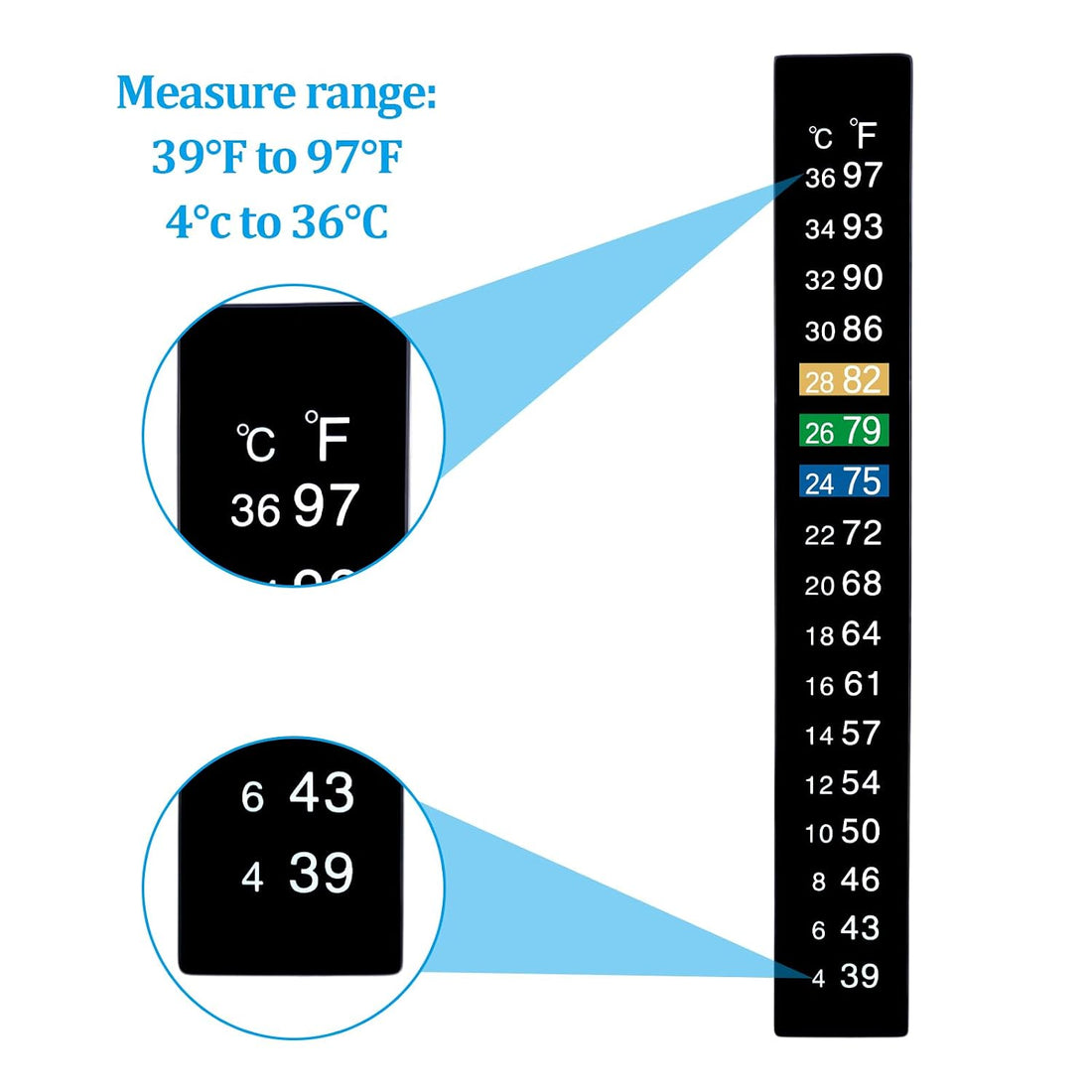 6 PCS Aquarium Thermometer Strips,Fish Tank Thermometer Stick