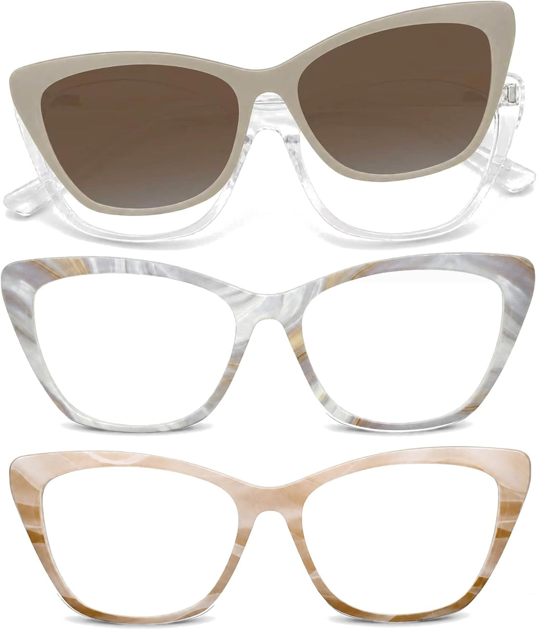 LUMA Magnetic Glasses, Cat Eye Frame & Interchangeable Toppers