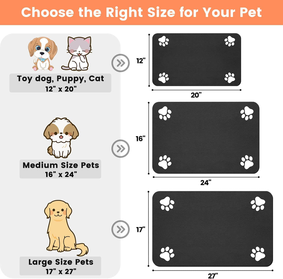 Pet Feeding Mat-Absorbent Pet Placemat for Food and Water Bowl