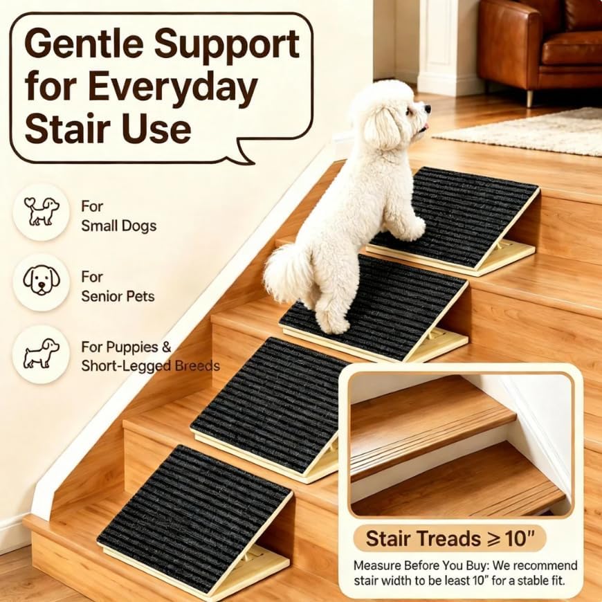 VKWJYOS Dog Ramp for Stairs, 2 Pack Foldable Stair Ramp for Dogs