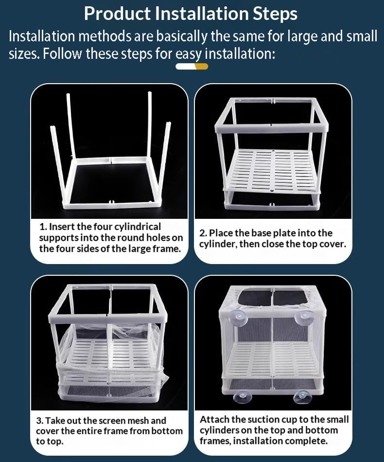 4IN1 Small Fish Breeder Box w/Mesh, Scoop & Siphon Guppy Betta