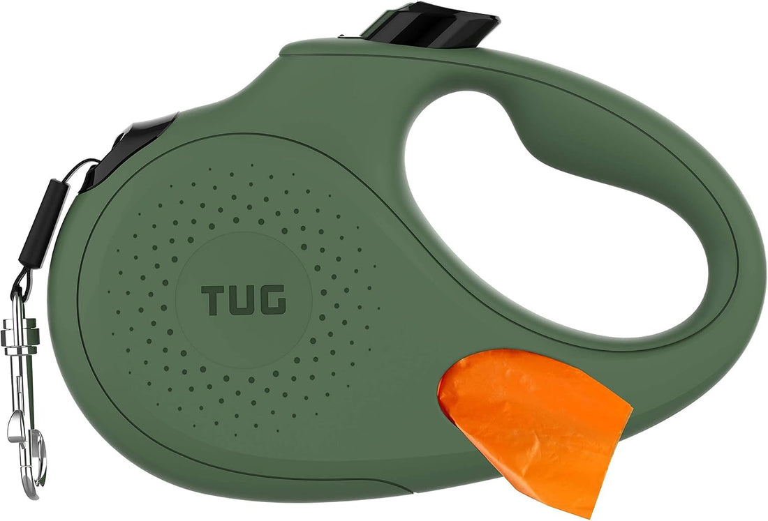TUG Oval 360° Tangle-Free Retractable Dog Leash with Integrated Waste