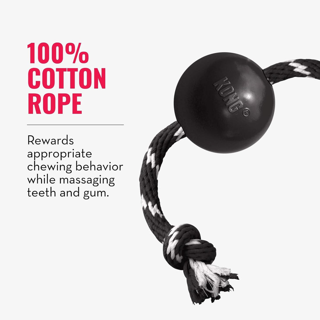 KONG Extreme Ball with Rope, Rubber Fetch Toy, Black, for Large Dogs