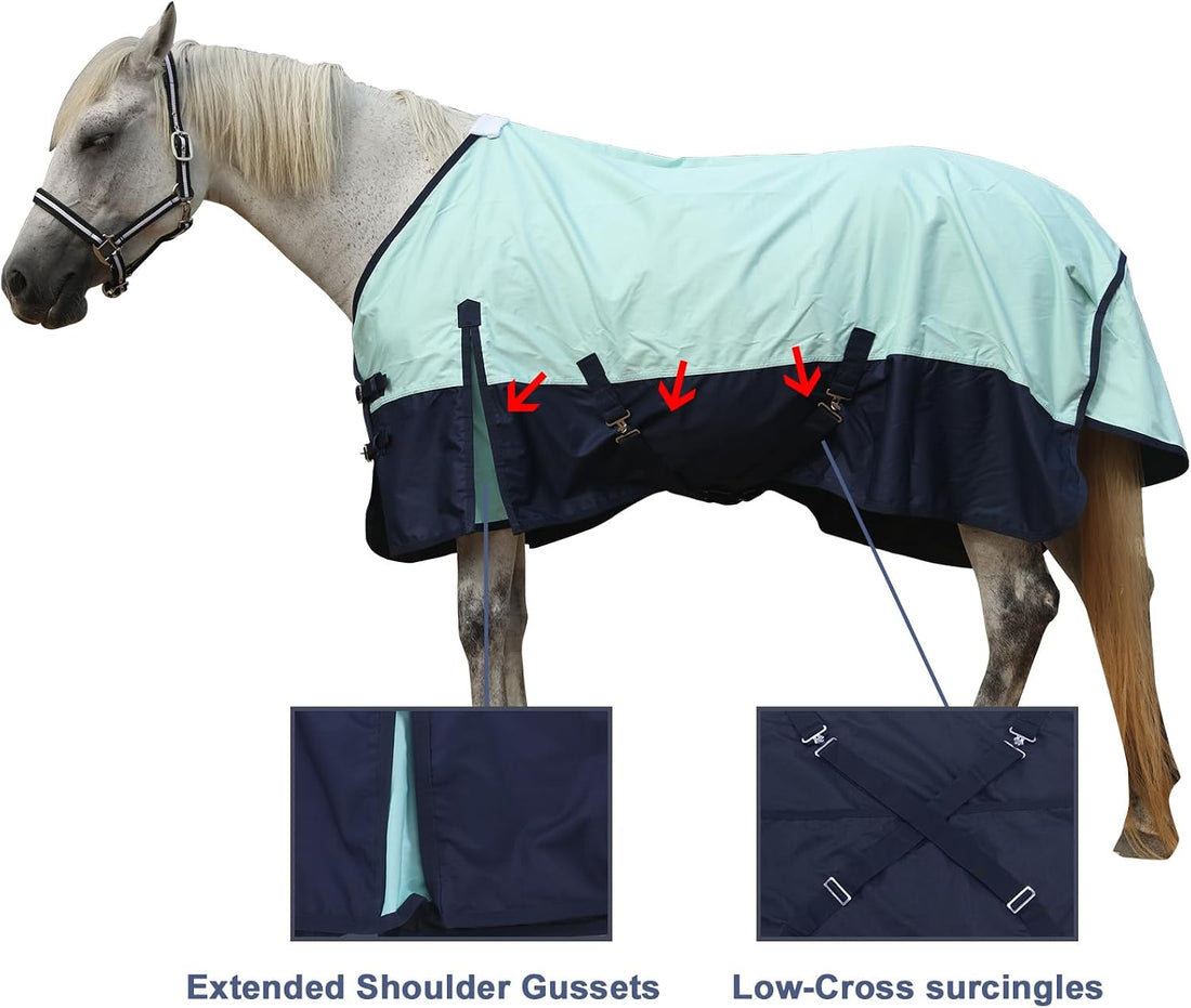 600D Horse Blanket, 0g No-Fill Waterproof Turnout Rain Sheet