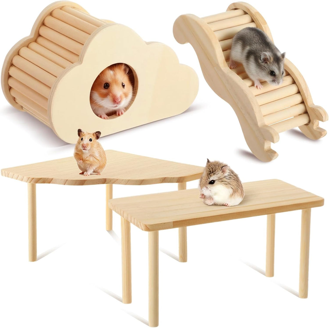 Breezehug 4 Pcs Hamster Cage Accessories Hamster Platform Toy, Hole