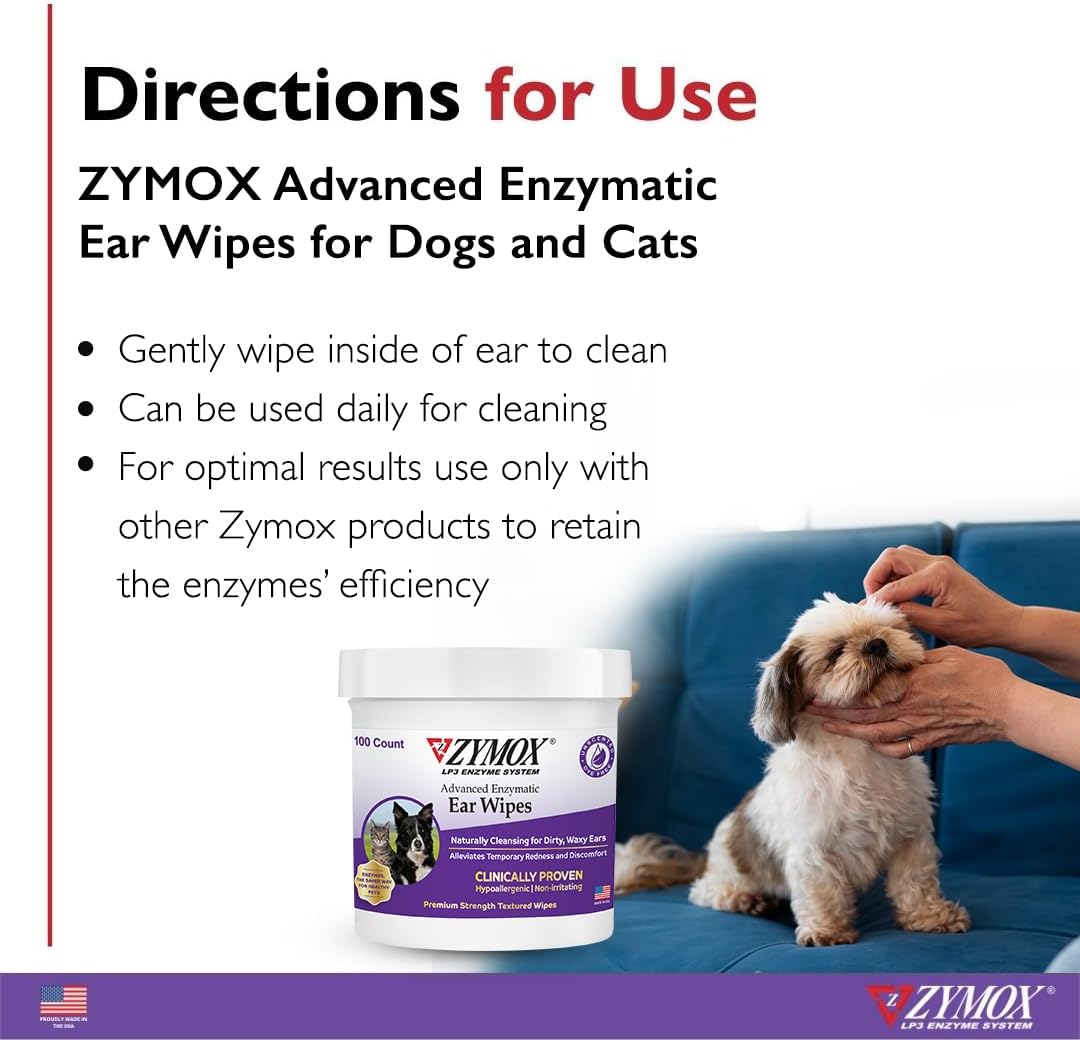 Zymox Enzymatic Ear Wipes and Ear Solution for Dogs and Cats