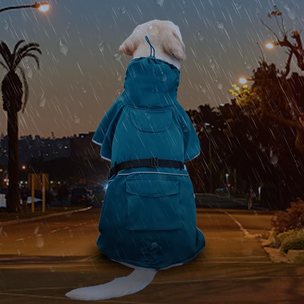 Dog Raincoat Waterproof Adjustable Rain Jacket Small Dogs Blue,L