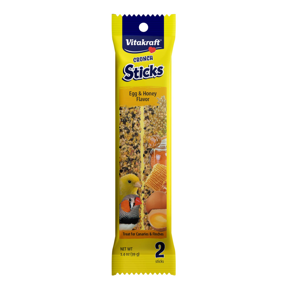 Vitakraft Crunch Sticks Parakeet Treats Egg and Honey Flavor 2 Pack