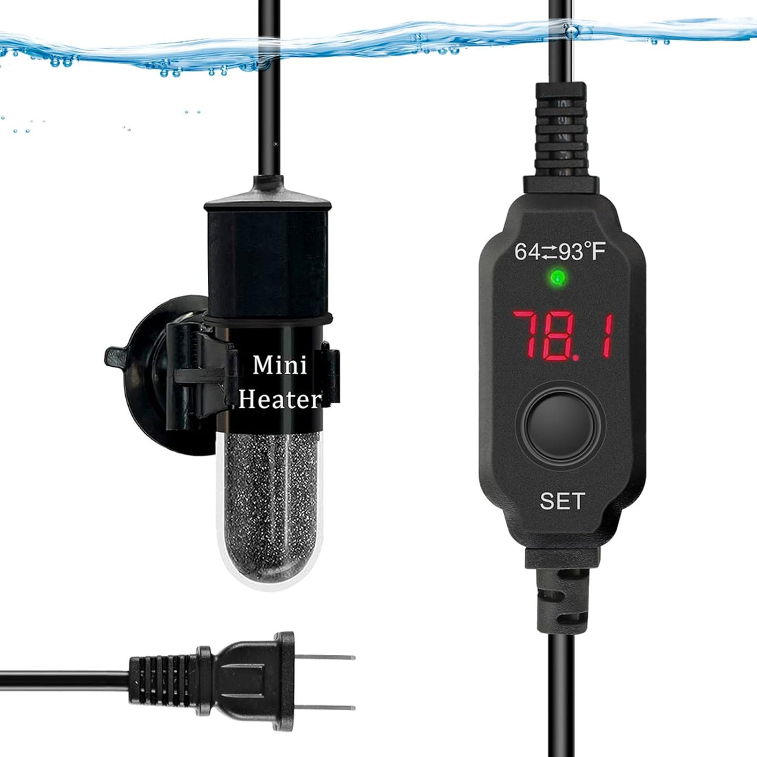 USB 10W Mini Submersible Aquarium Heater Adjustable Fish Tank Heater