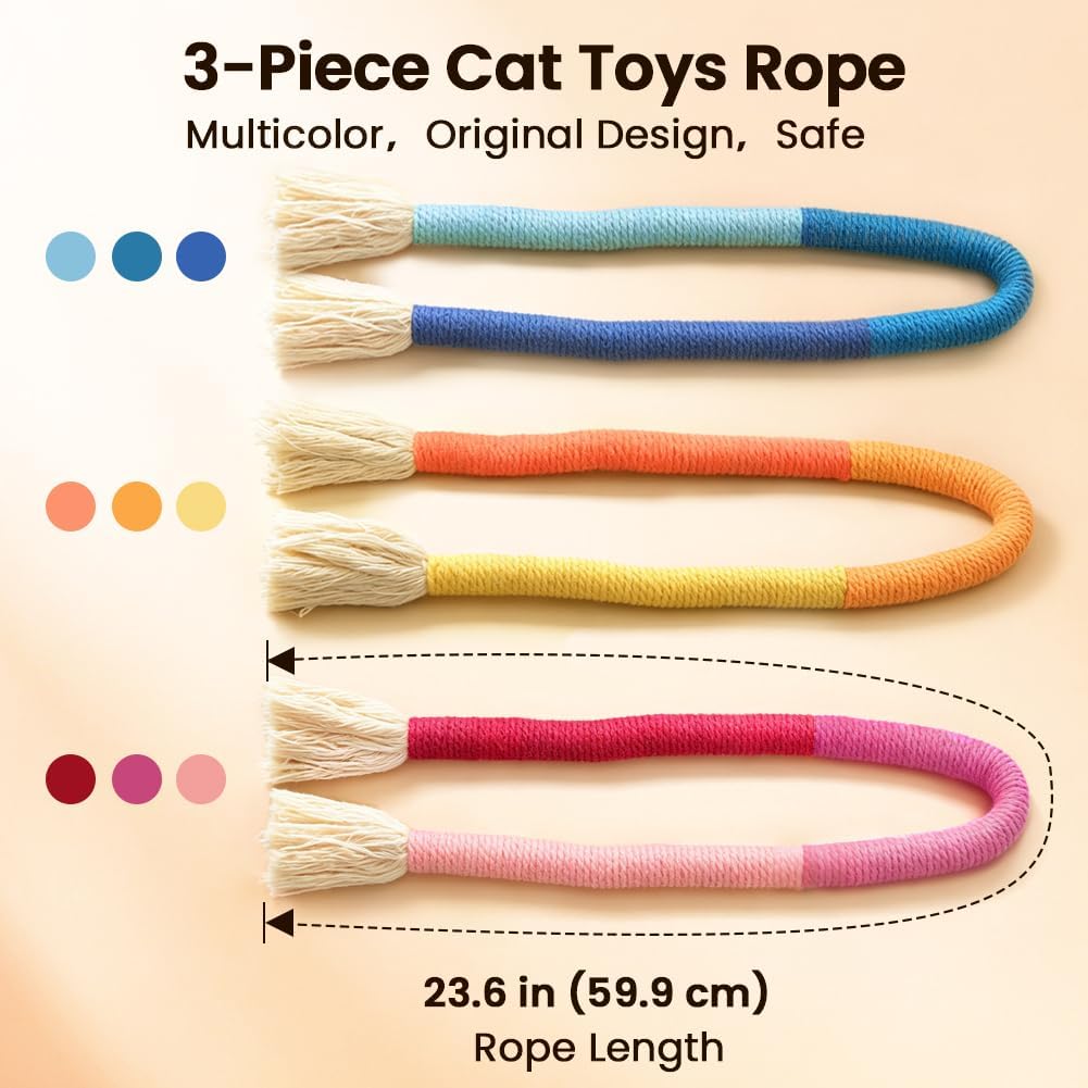 Retro Shaw 3Pcs Cat Chew Ropes with Refillable Natural Catnip