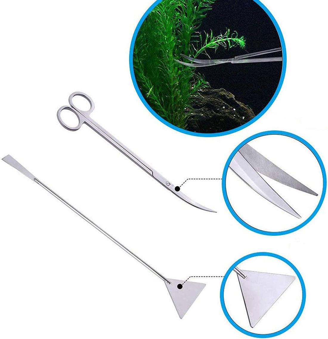 15in Aquascaping Tools, 4 in 1 Long Aquarium Tweezers Scissors Spatula