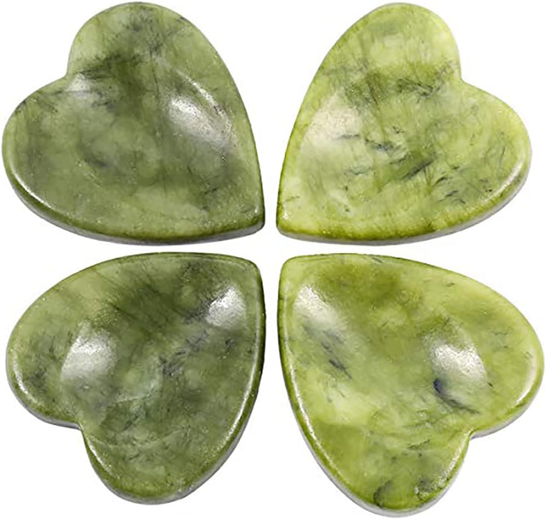 Connemara Marble 4 Heart-Shaped Worry Stones, 4 Leaf Clover