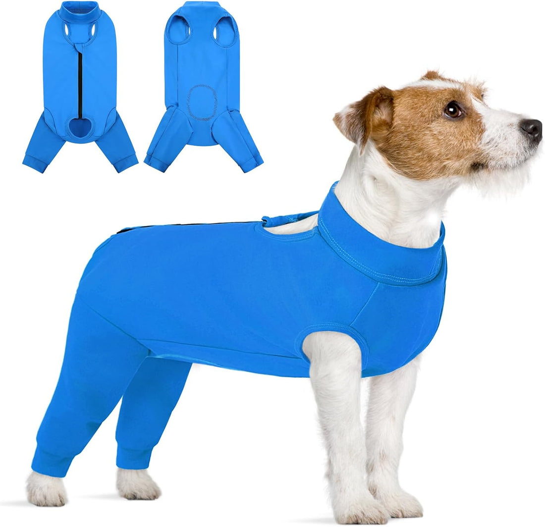 KOESON Back Zipper Dog Surgery Recovery Suit with Rear Leg Sleeve