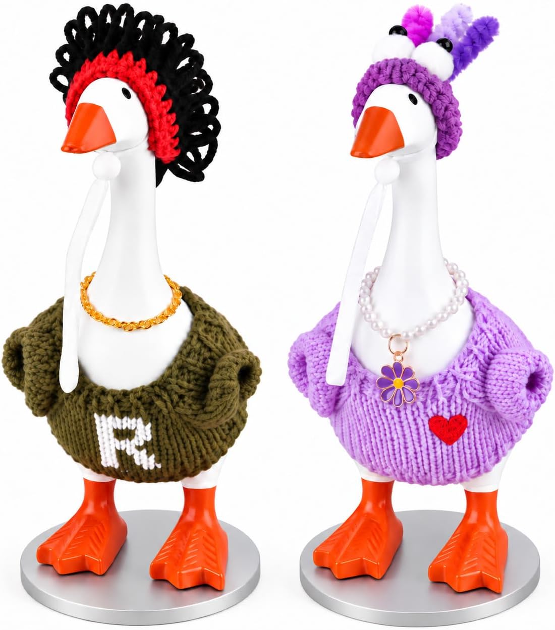 Christmas Desk Goose Outfits 7 Inch, 2 Crochet Sweater Sets