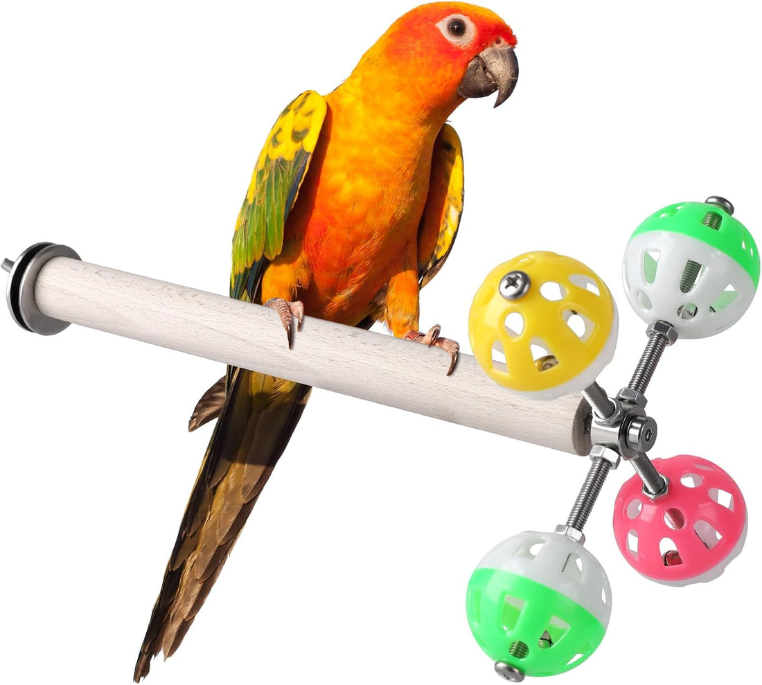 Teniinet Stand Perch Toy with Rotating Balls for Birds, 1Pcs