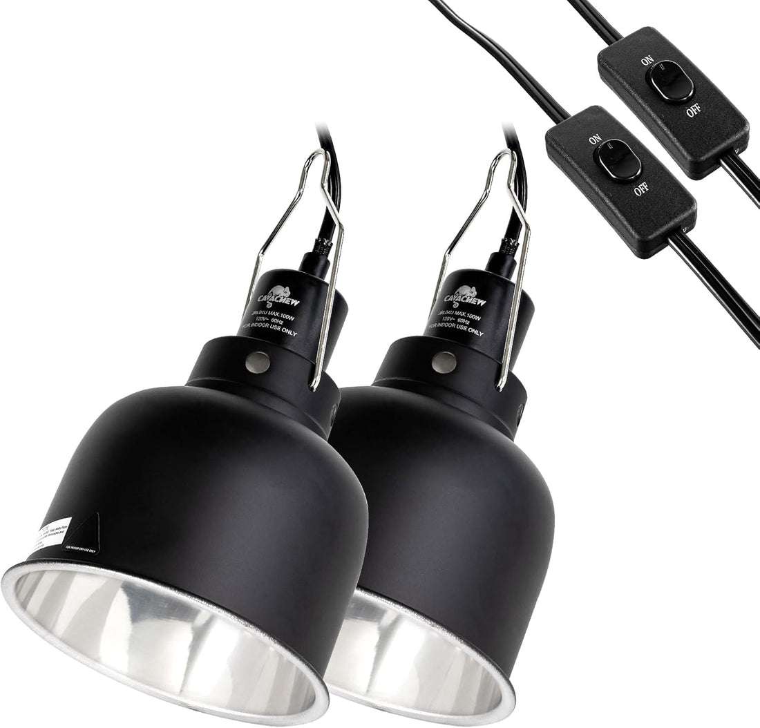 2 Pack Reptile Light Fixture, 8.5in Deep Dome Reptile Lamp Fixture