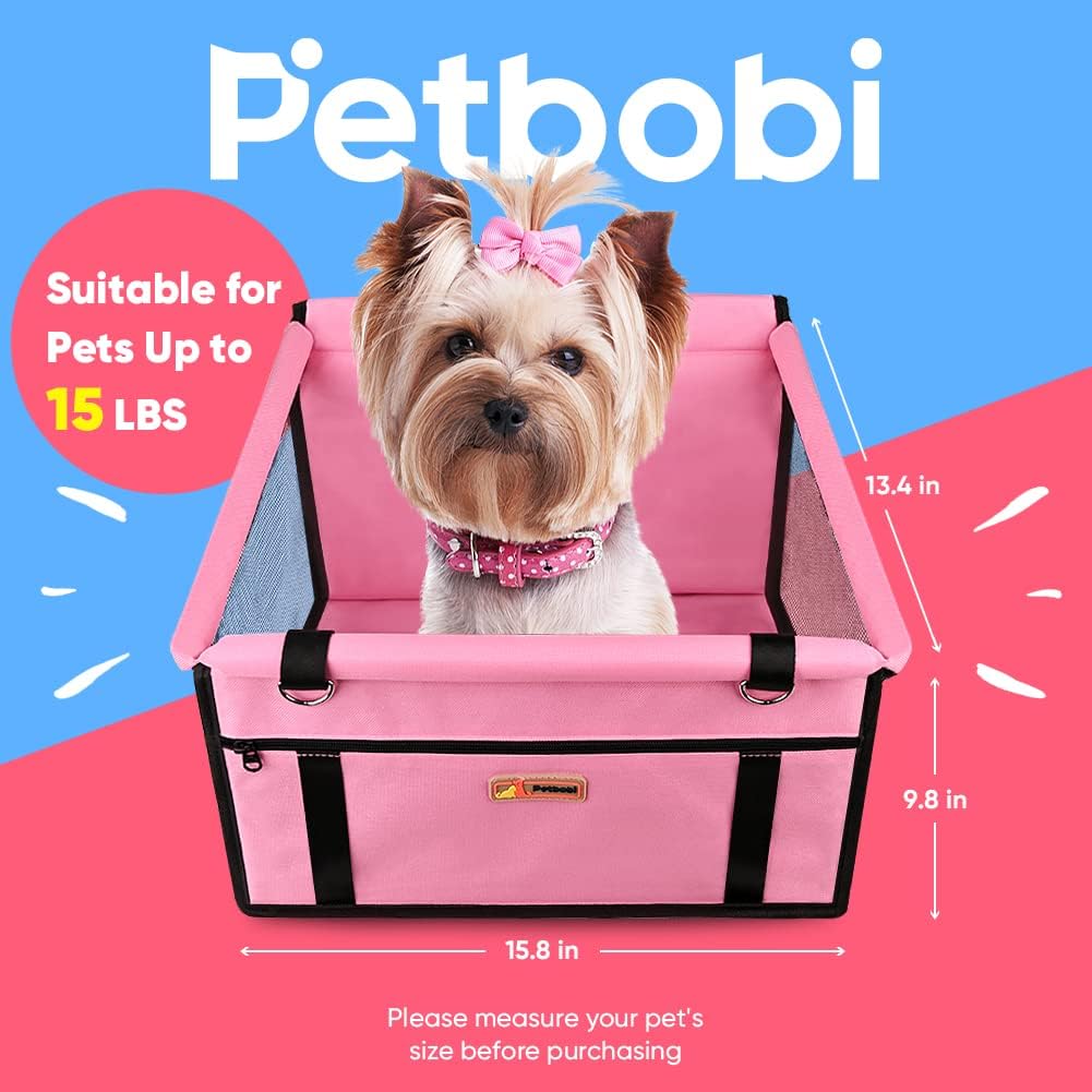 Petbobi Pet Reinforce Car Booster Seat for Dog Cat Portable
