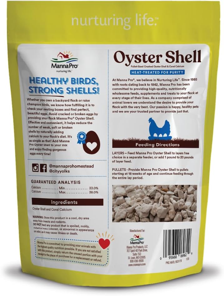 Manna Pro Crushed Oyster Shell Calcium Supplement, 6 Pack, 5 lb Bags
