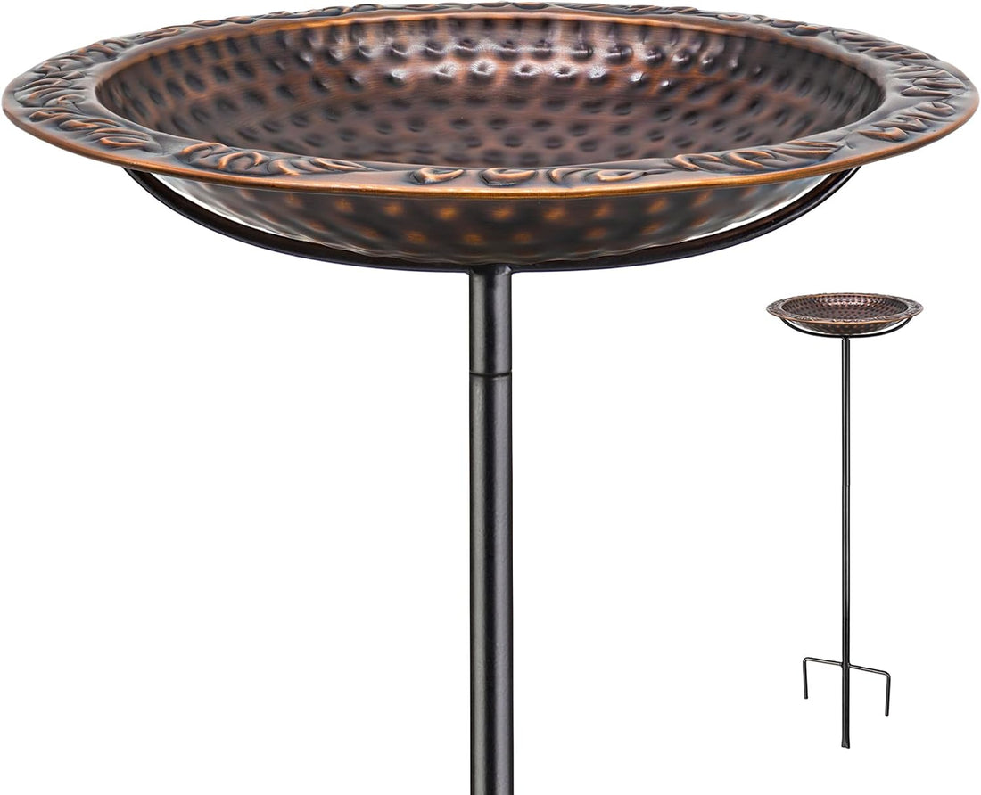 Good Directions Dimpled Copper Bird Bath on Garden Pole 13"