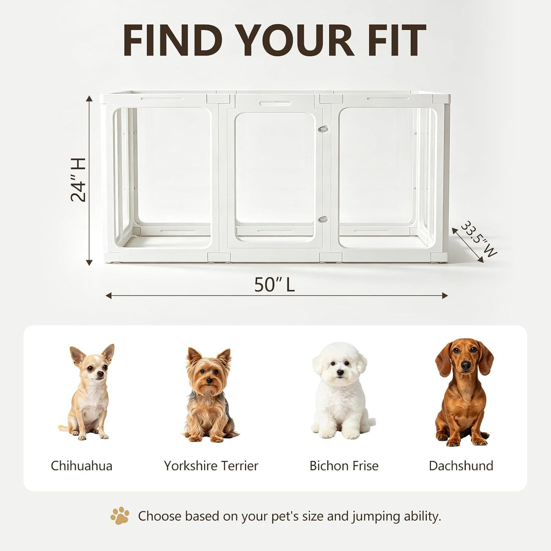 Jalove Acrylic Dog Playpen Indoor, 24“ H Plastic Pet Playpen with Door