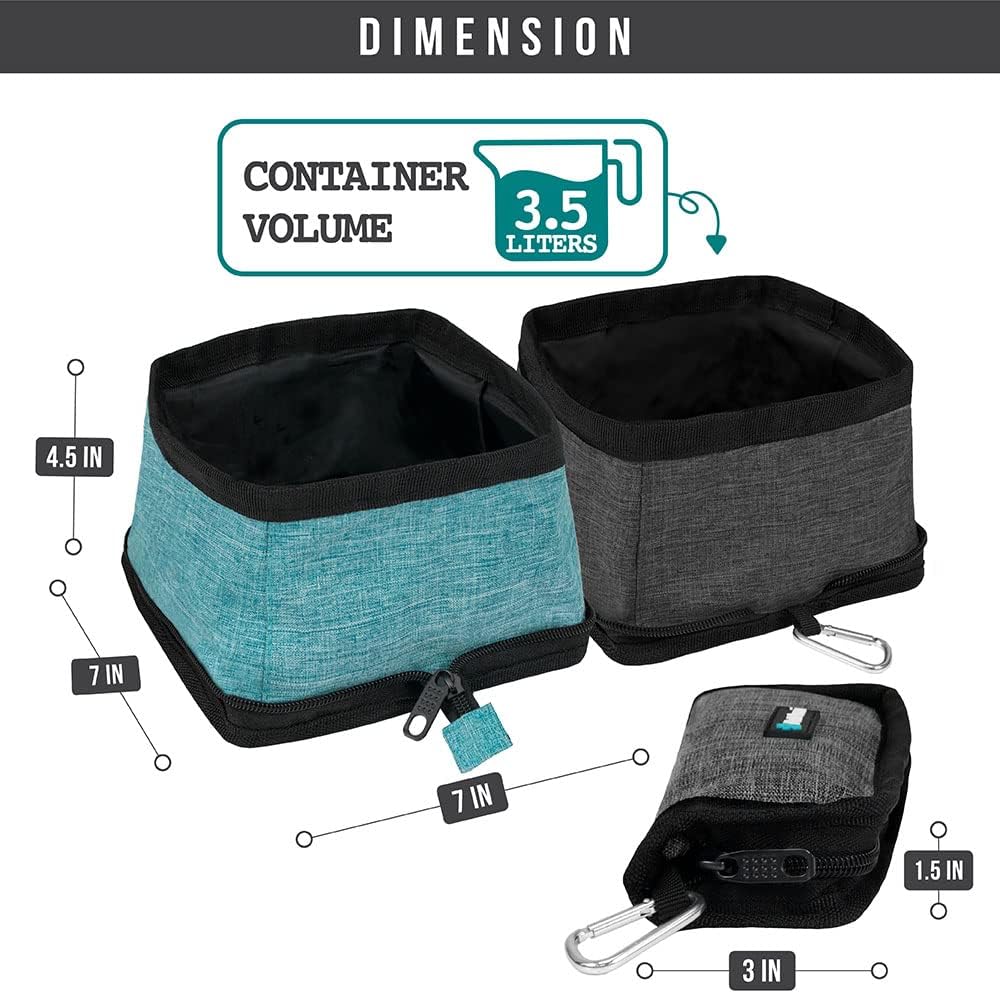 PetAmi Collapsible Dog Bowls 2 Pack, Food and Water Bowls Travel Set