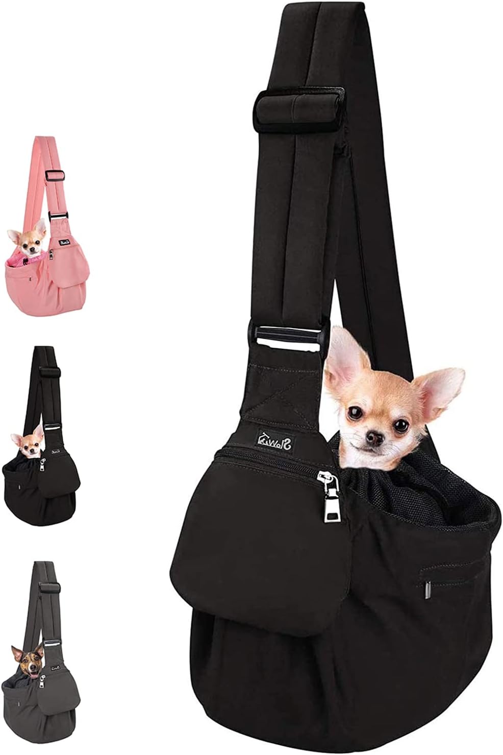 Lukovee Small Pet Sling, Hard Bottom Support, Storage Pocket
