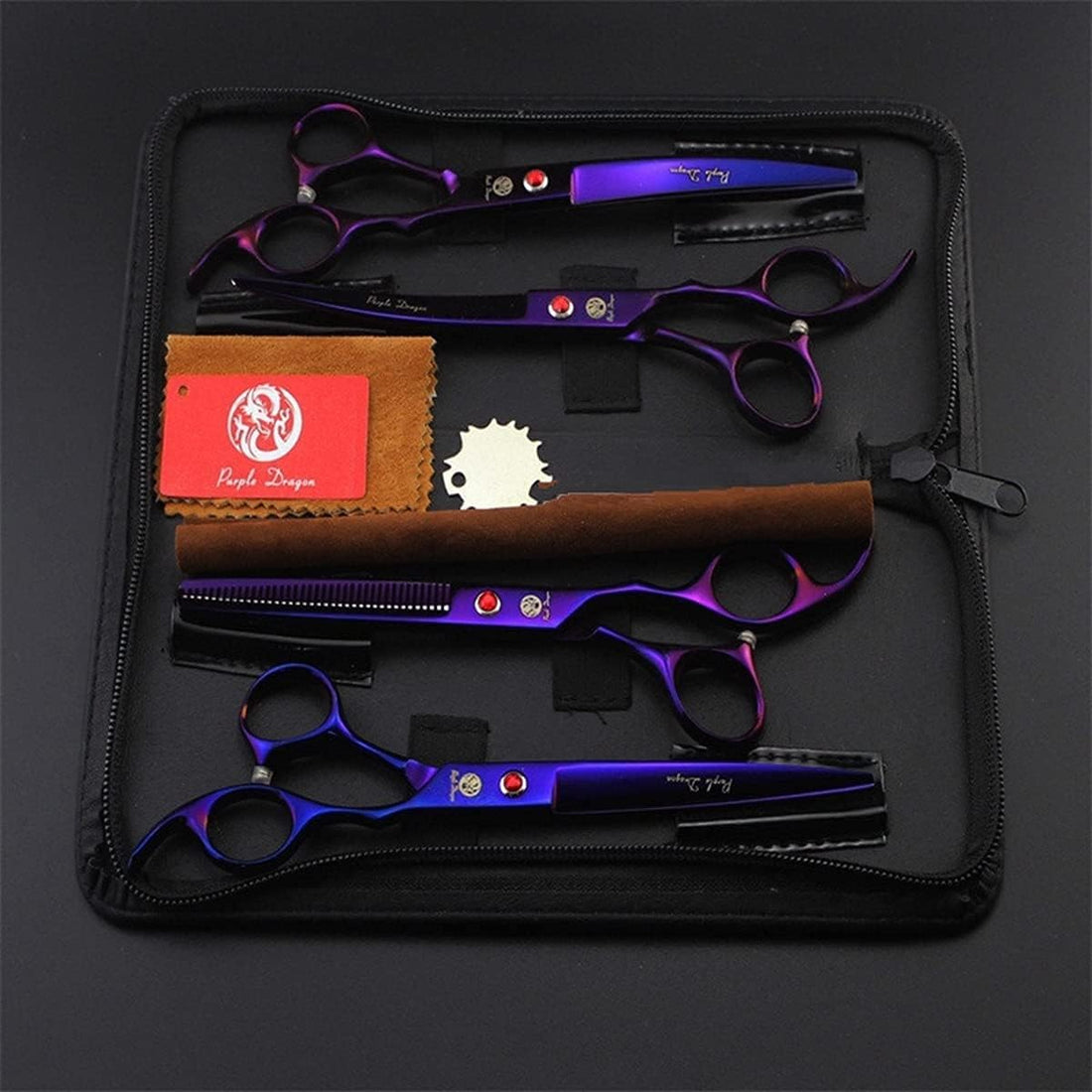 Purple Dragon Professional 7.0 inch Dog Grooming Scissors Set