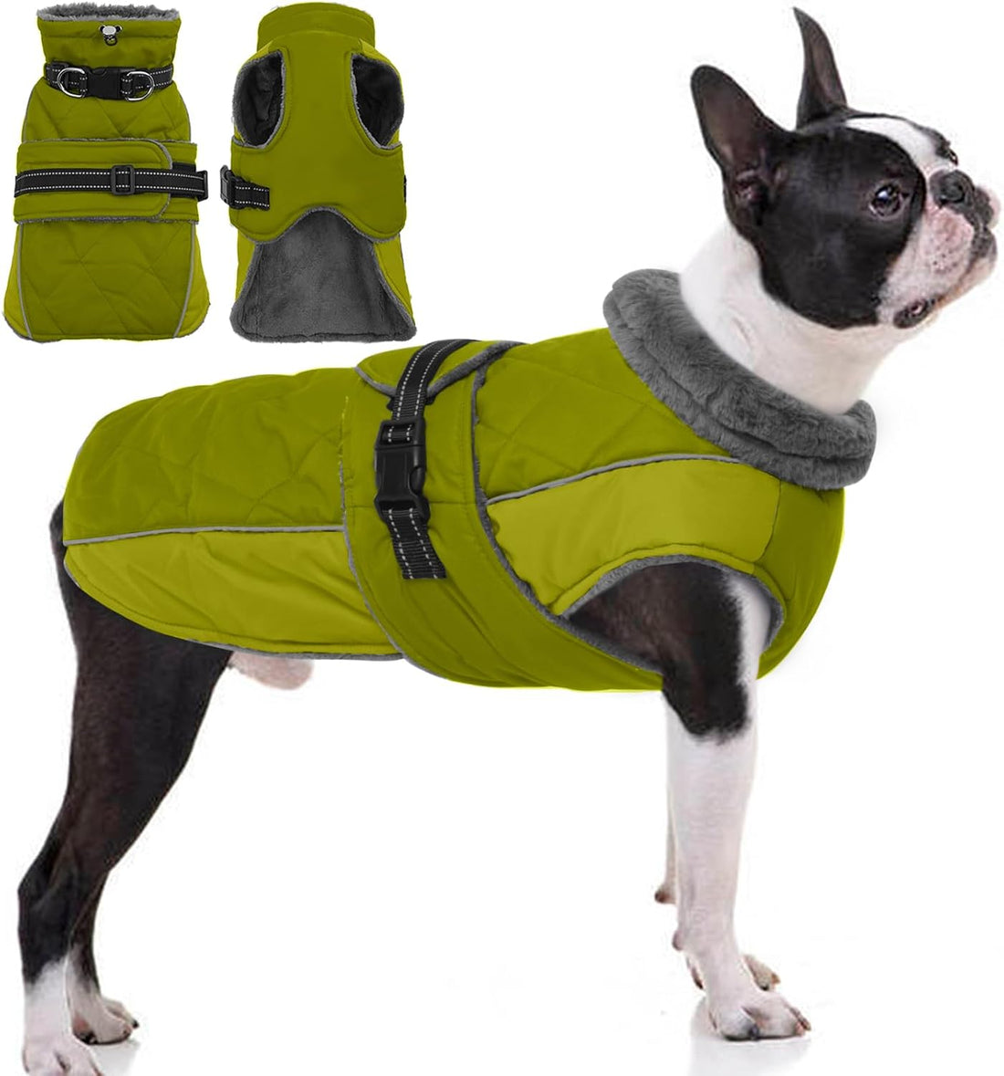 QBLEEV Warm Dog Jacket, Waterproof Dog Winter Coat with Harness