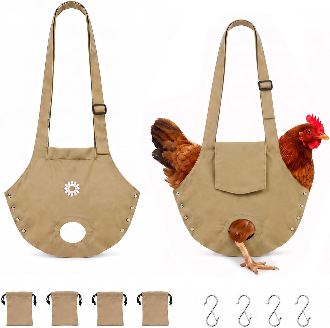 Chicken Sling Carrier with Shoulder Strap, Hen Holder Bag, 1-Pack