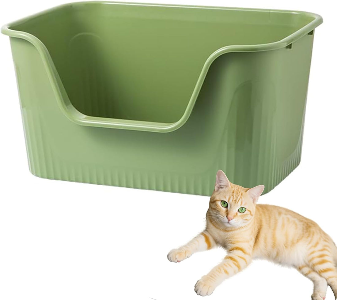 SpaceTime Large Cat Litter Box with High Sides,Cat Boxes for Indoor
