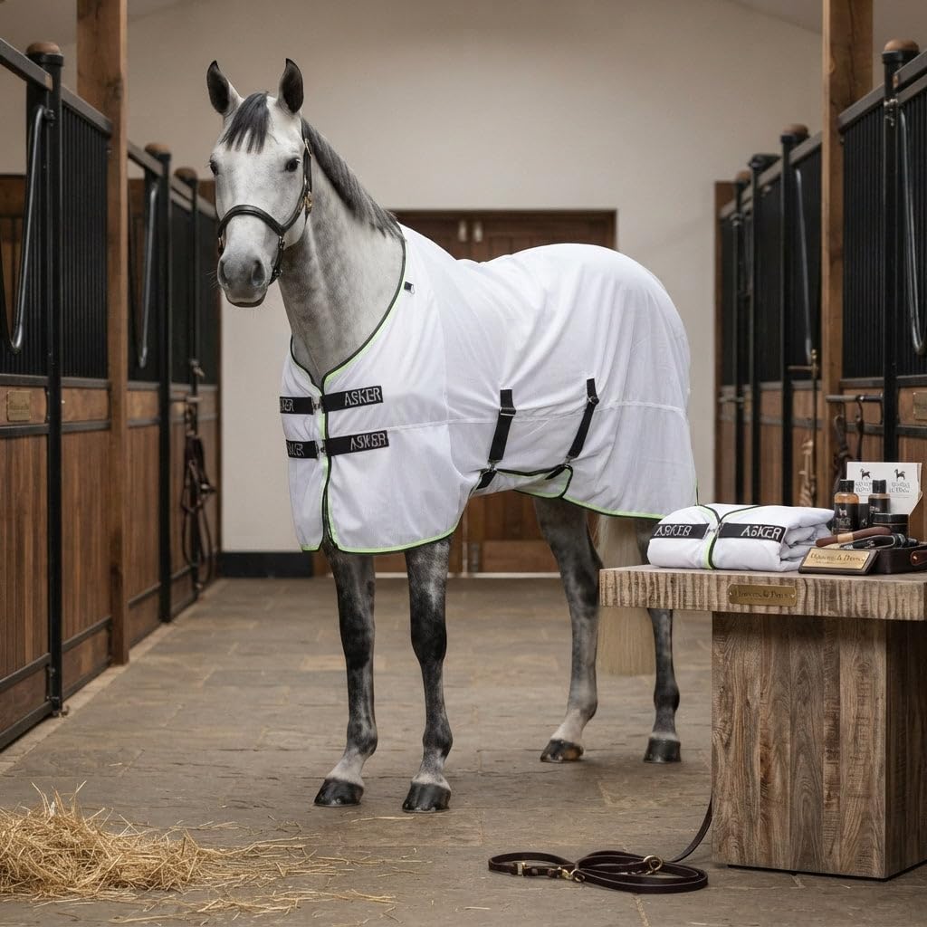 Shires Asker Fly Sheet - White Breathable Mesh Horse Fly Protection
