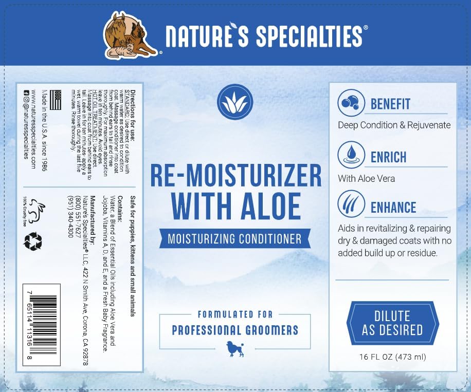 Nature's Specialties Re-Moisturizer with Aloe Dog Conditioner for Pets