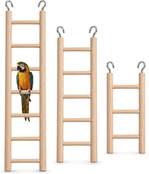 3PCS Bird Ladder,Wood 3/5/7 Step Bird Cage Ladder
