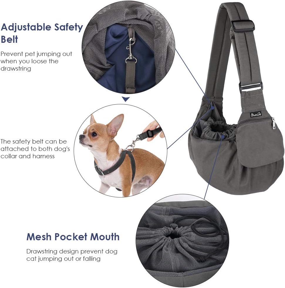 Lukovee Small Pet Sling, Hard Bottom Support, Storage Pocket