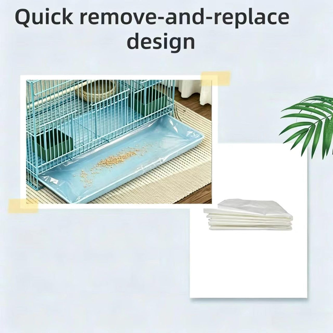 100 Pcs Bird Cage Litter Tray Liners, Disposable Plastic Film