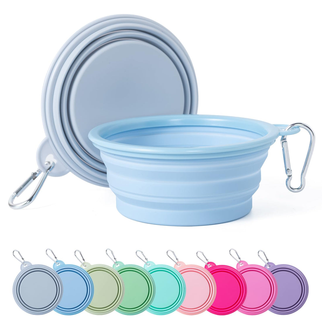 SLSON Collapsible Dog Bowl, 2Pack Macaron Color Pet Travel Bowls