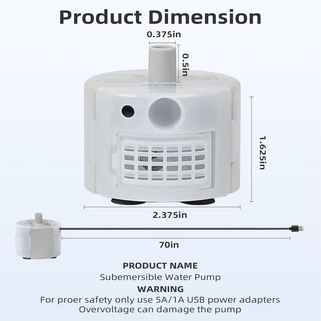 Ultra-Quiet Replacement Pump for Stainless Steel Cat Water Fountains