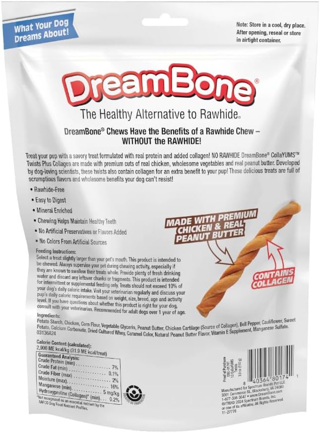 DreamBone CollaYUMS Twists Plus Collagen Rawhide-Free Dog Treats