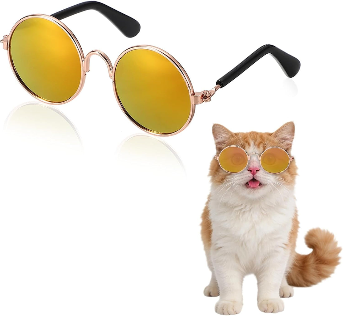 Dog Sunglasses, Retro Dog Kittens Glasses Round